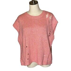 Raquel Allegra Square Vest Sweater Top Pink Orange Merino Wool Cashmere Blend 1